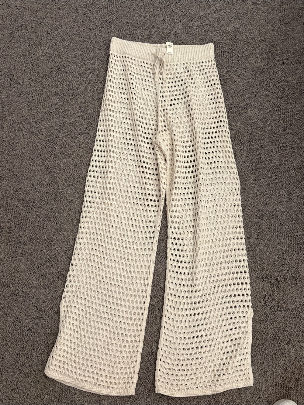 Women’s Cream Crochet Wide-Leg Bottoms